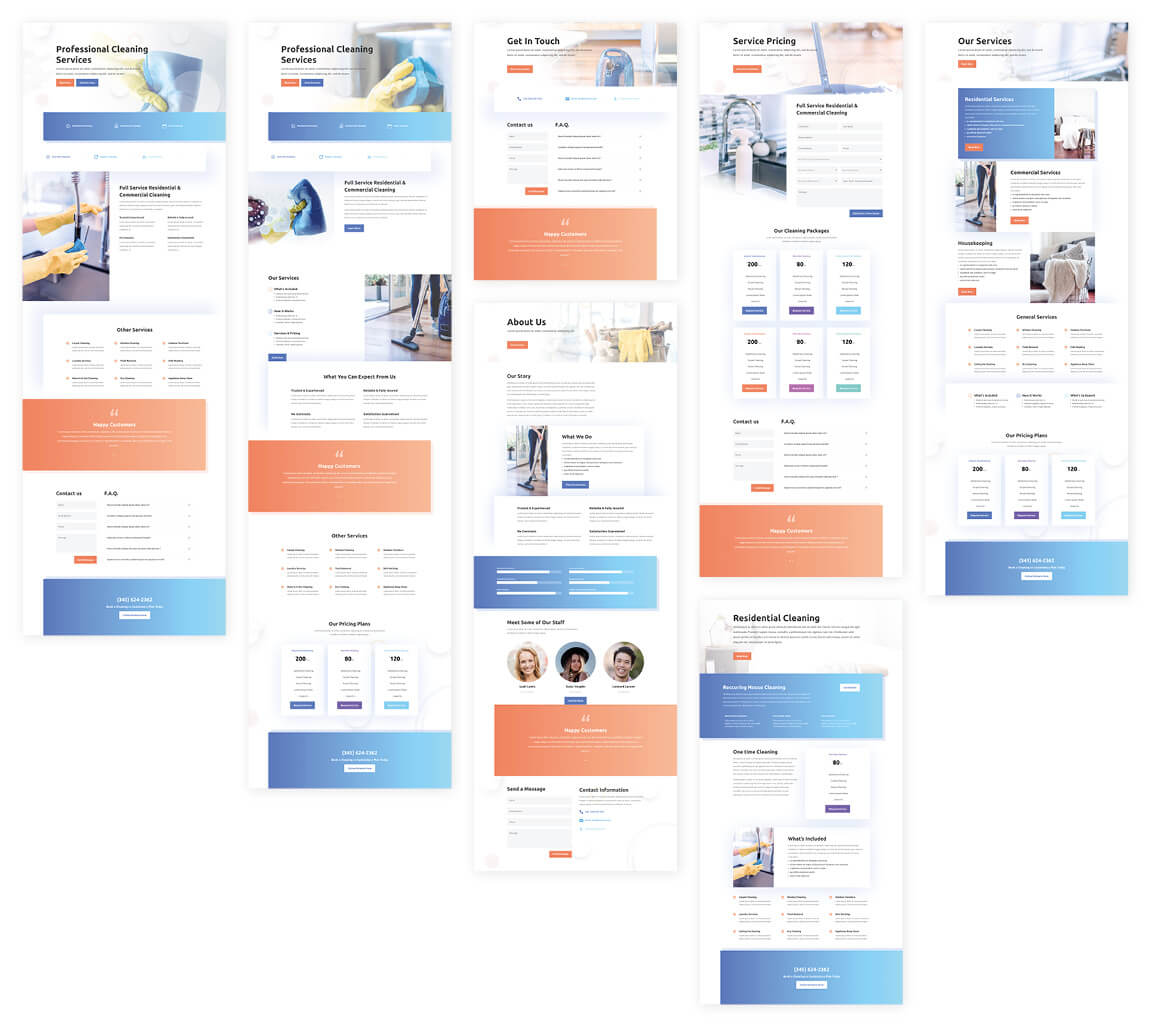 Free Cleaning Company Layout Pack for Divi