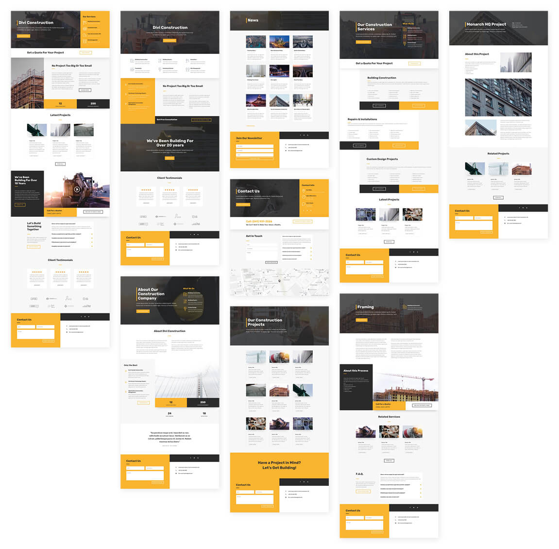 Free Construction Company Layout Pack for Divi