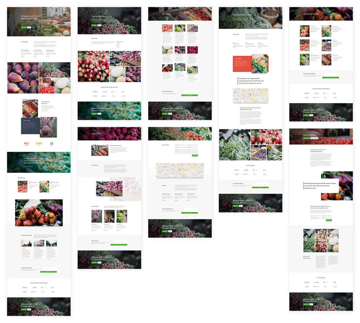 Free Farmers Market Layout Pack Website Template for Divi