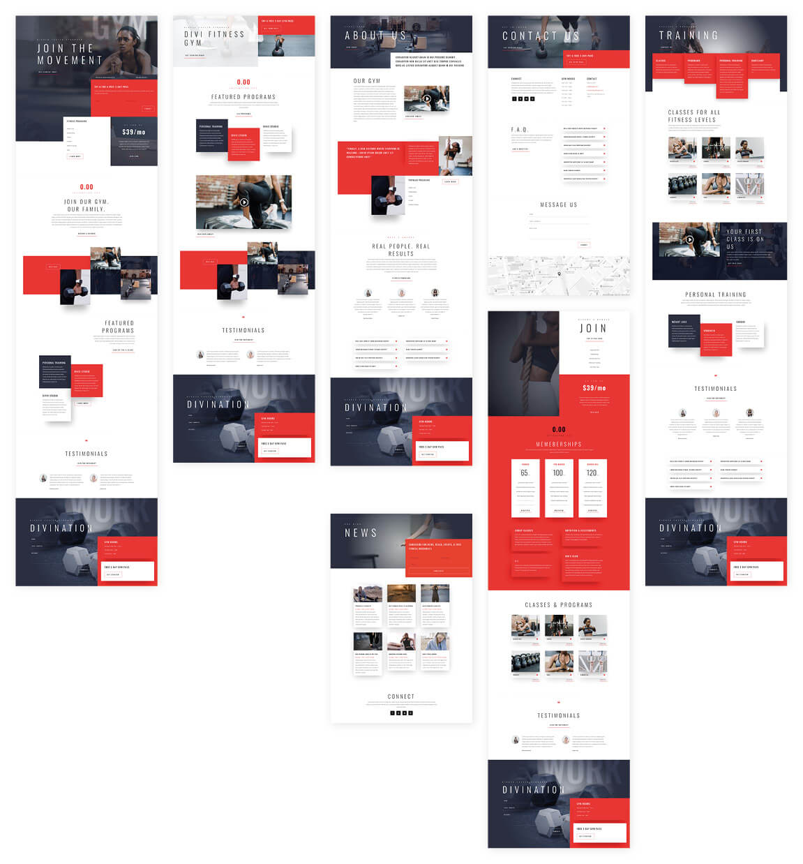 Free Fitness Gym Layout Pack Website Template for Divi