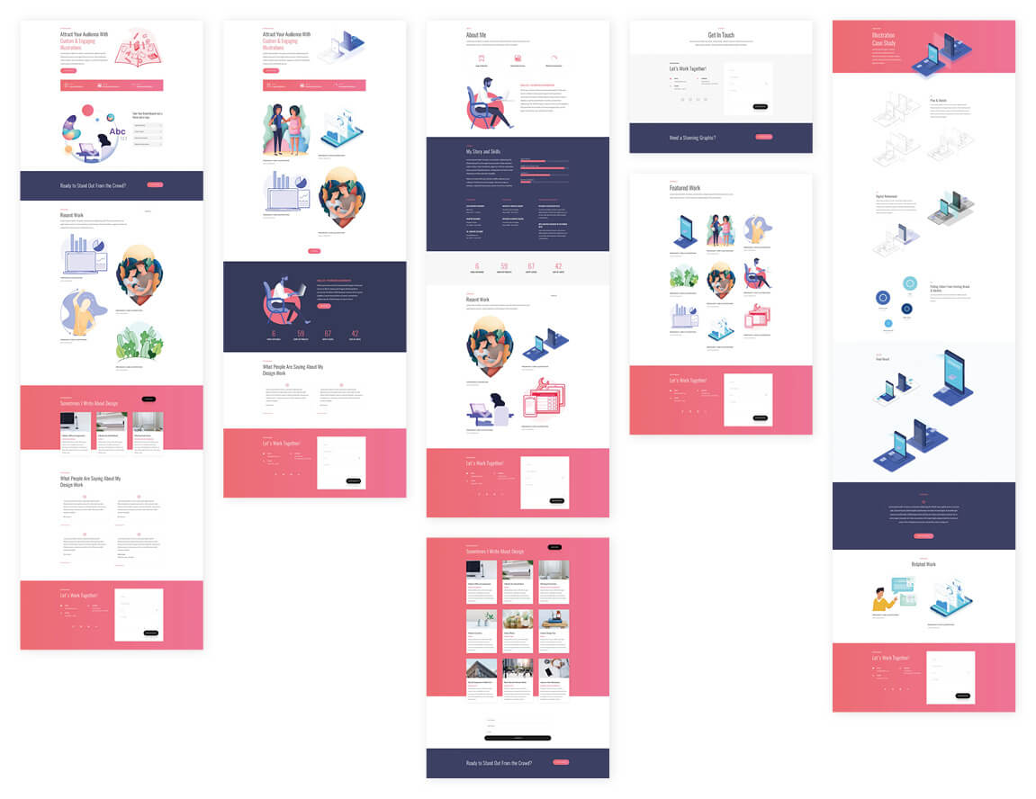 Free Graphic Illustrator Layout Pack Website Template for Divi