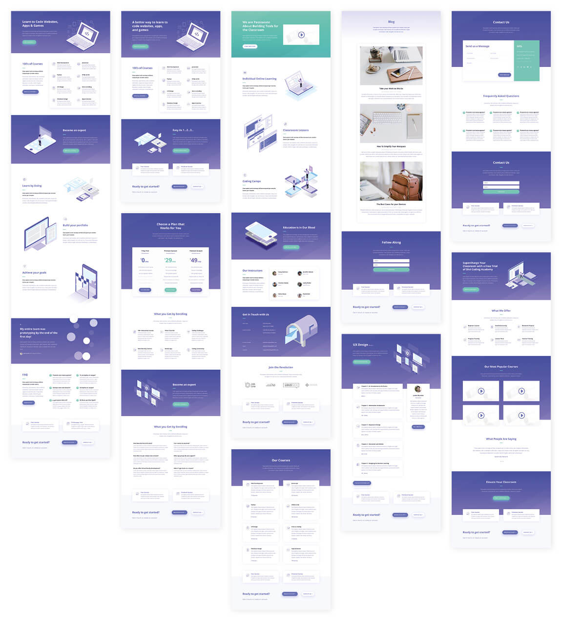 Free LMS Layout Pack Website Template for Divi