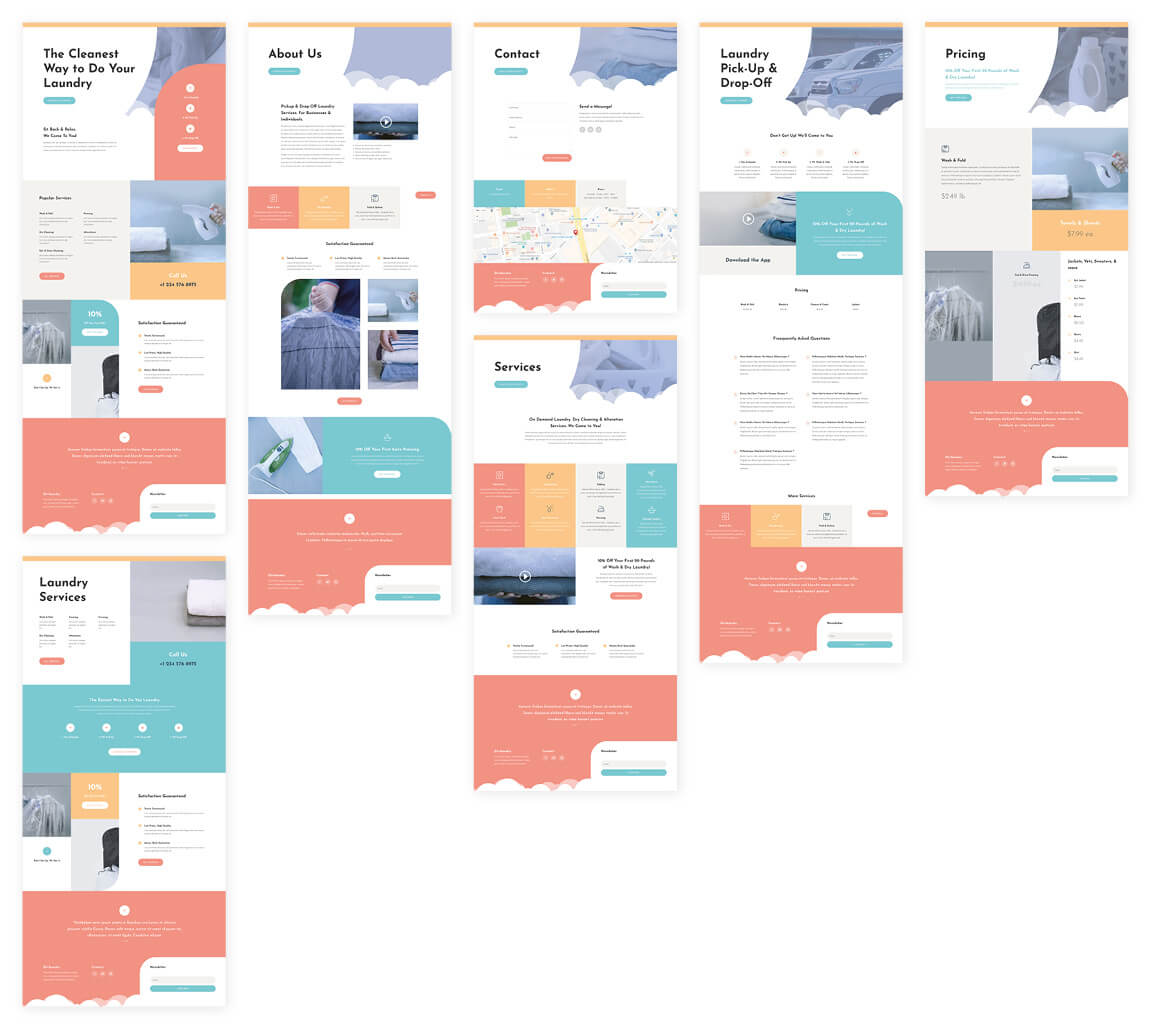 Free Laundry Service Layout Pack Website Template for Divi